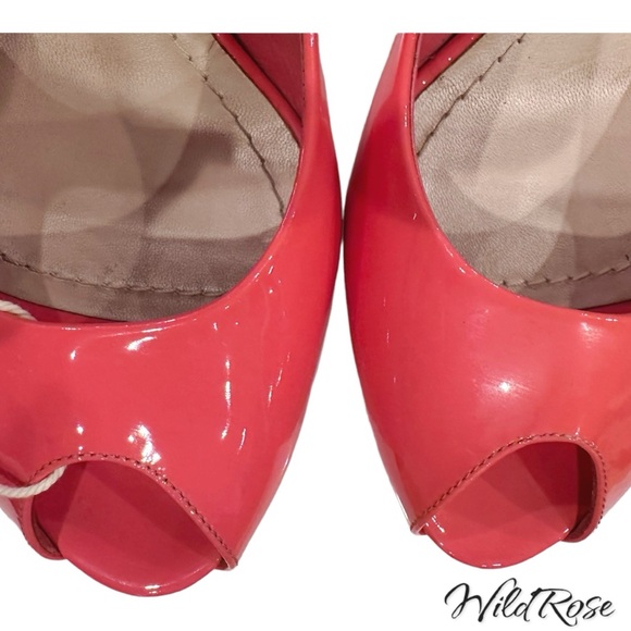 CHRISTIAN DIOR Pink Patent Leather Cannage Gold Metal Guilded Heel Platform Pump - Picture 6 of 17